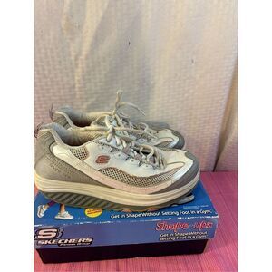 Skechers Shape ups fitness shoes white pink trim size 9 #11803